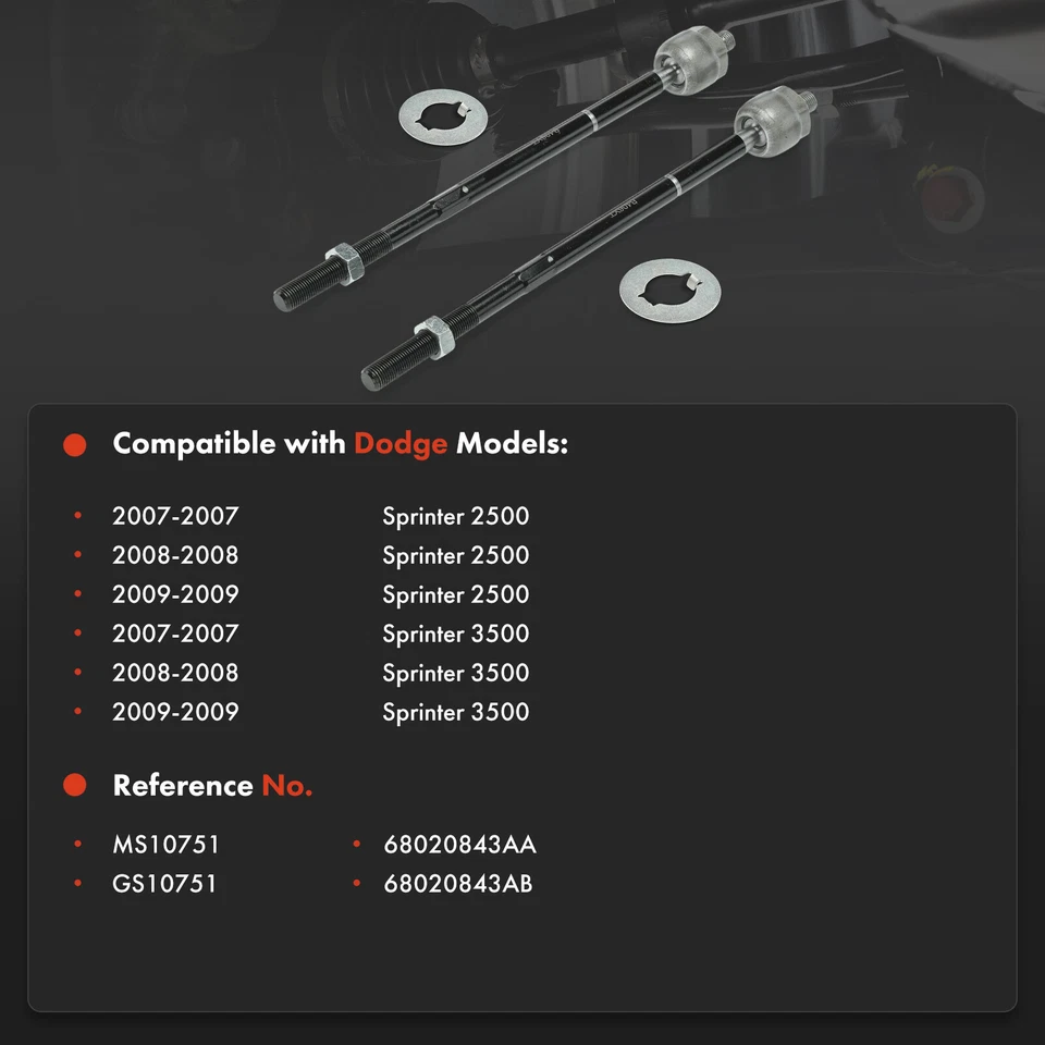 2x Front Inner Tie Rod End for Dodge Sprinter 2500 2007-2009 Sprinter 3500 07-09 - Image 2 of 4