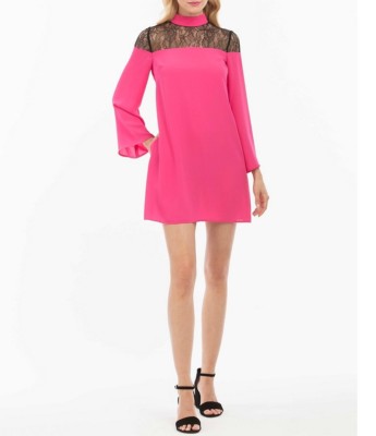 nicole miller pink lace dress Pink & white lace dress