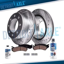 Rear Drilled Slotted Rotors and Ceramic Brake Pads for Dodge Ram 2500 3500 8 Lug