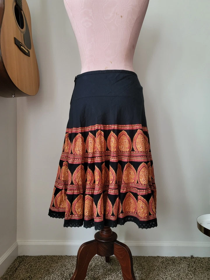 Saia camponesa em camadas prato azul PS algodão paisley - Imagem 2 de 4