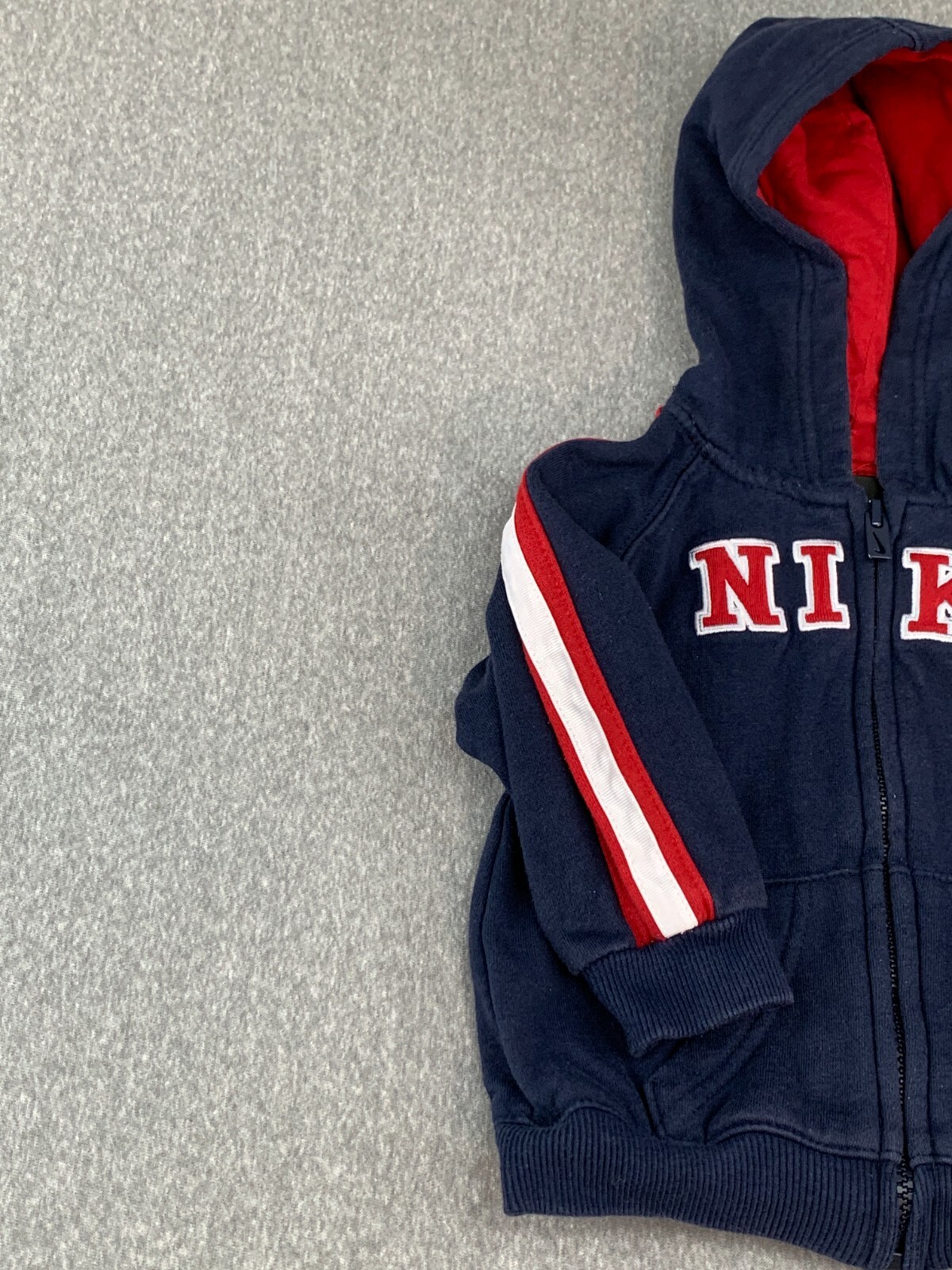 SACAI X NIKE Felpa Nike bambino full zip con cappuccio 18 mesi blu rosso bianco righe grande logo scritto