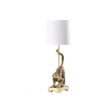 24 Gold Monkey Table Lamp With White Drum Shade