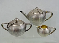 ANTIQUE IMPERIAL RUSSIAN 84 SILVER TEA SET St Petersburg 1875 Finest Quality
