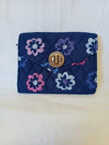 Vera Bradley Your Turn Wallet Turn Lock Ellie Flowers Blue
