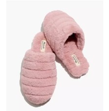 Madewell Slippers Womens 6M Pink Quilted Scuff Slippers in Recycled Faux Fur