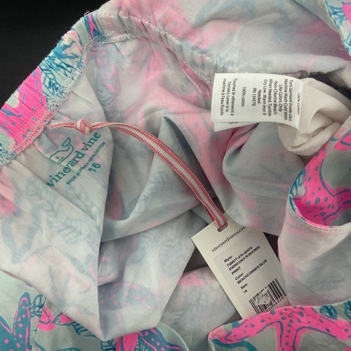 Vineyard Vines Blue & Pink Starfish Print Fit & Flare Dress Girls’ Size 16 NWT - Picture 3 of 4