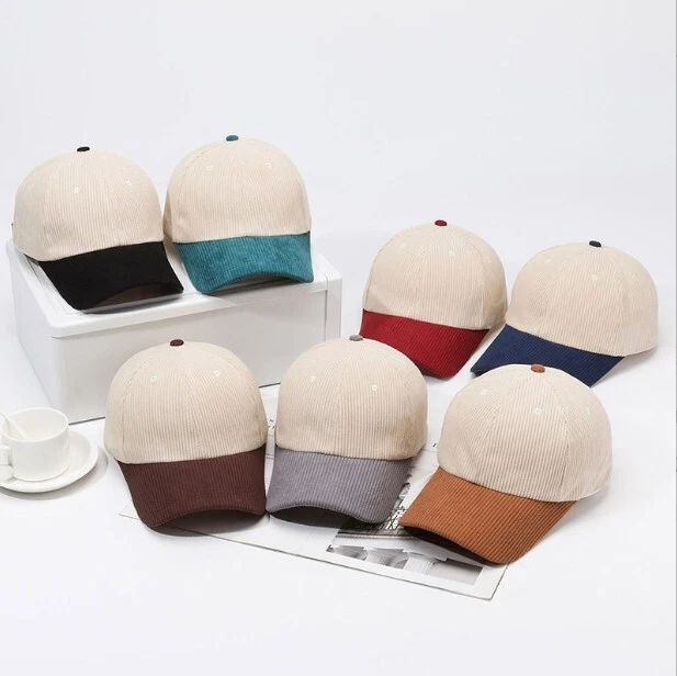 Gorra de béisbol de pana de dos tonos gorra de papá clásica ajustable suave lisa gorra Foto 2 de 4