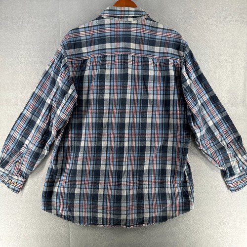 Woolrich Mens Flannel Plaid Shirt Large Blue Outdoor Wear Pockets Logo Classic - Picture 17 of 21