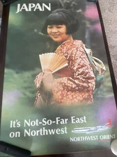 Northwest Orient Airlines Vintage Japan Poster 40” X 25”