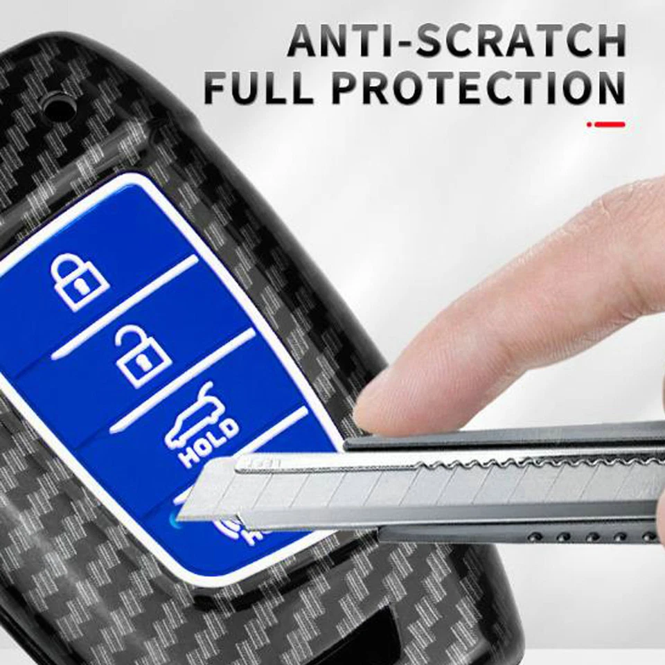 Para Hyundai Accent Kona 4 Botones Fibra de Carbono Control Remoto Llavero Rígido ABS Estuche Cubierta Foto 4 de 4