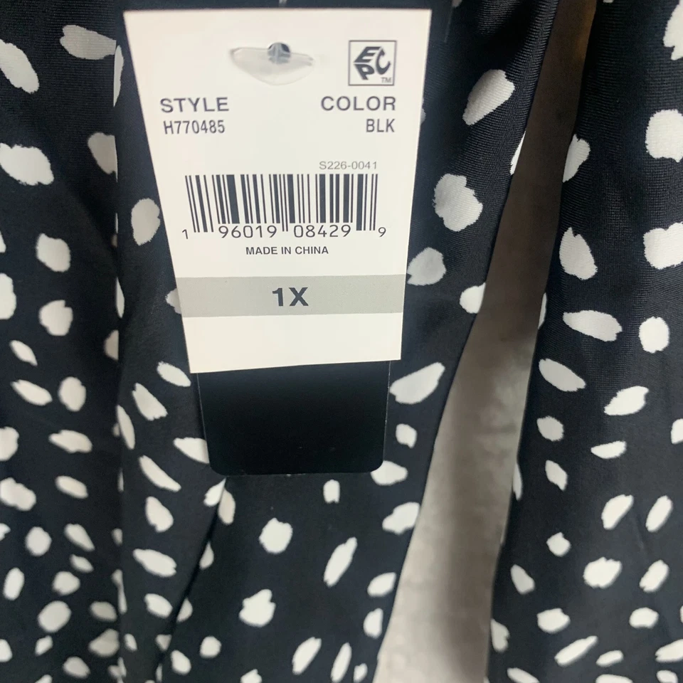 Island Escape Rash Guard Para Mujer 1X Negro Blanco Lunares Elástico Media Cremallera S9472 Foto 4 de 4