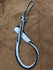 31 inch long black Cowhide leather bull whip Two Tail flogger Black And White.
