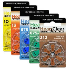 HearClear Size 312 | 10 | 13 | 675 | Implant Hearing Aid Batteries (60 Pack)