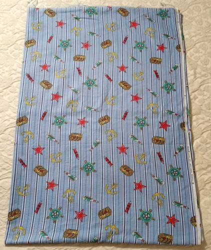 Tandem Textiles Inc Fabric Blue Stripe Nautical 128L"x 45"W 3.5 yrds #7452 - Picture 2 of 5