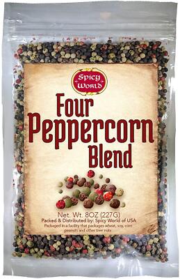 	Spicy World Four Peppercorn Rainbow Blend 8 oz Whole Peppercorns	