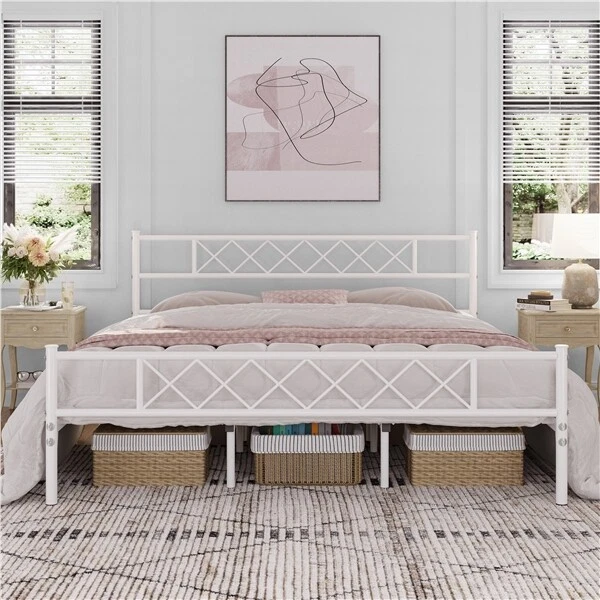 双人全大号特大号金属平台床架带床头板踏板 — 第 4/4 张图片