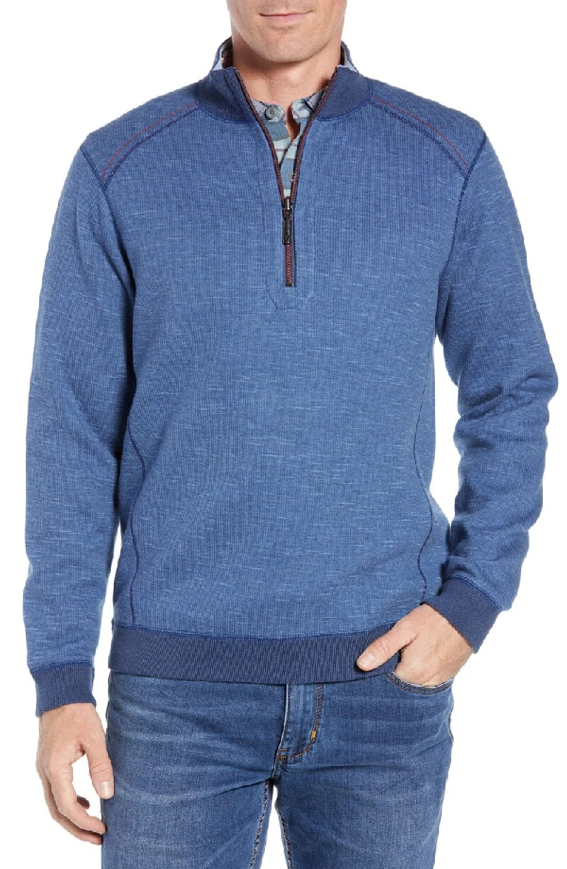 Tommy Bahama Mens Reversible Flipsider 14 Zip Pullover NavyBlue M 17390₽