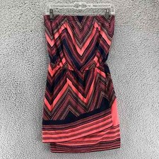Express Strapless Dress XS Coral Chevron Diamond Faux Wrap NWT Summer
