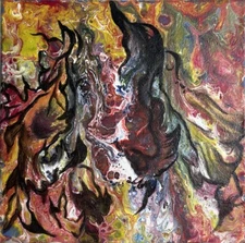 Abstract Acrylic Painting on Canvas Contemporary Art  12 By 12 In OOAKPainting