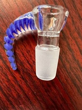 14mm Horn Bowl - VERY high quality thick glass built-in screen - blue - ON SALE!