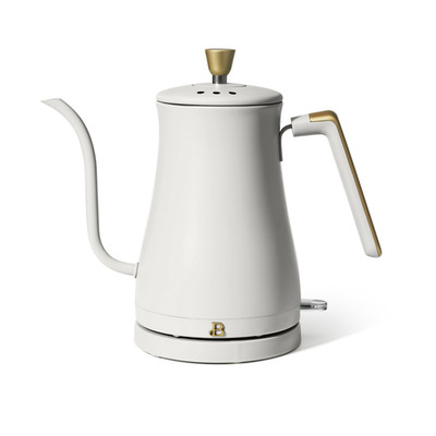 Beautiful 1-Liter Electric Gooseneck Kettle: 1200W Rapid Boil - White Icing