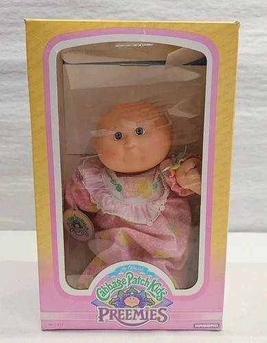 Vintage Cabbage Patch Kid Bald Preemie Green Eyes Closed Mouth 1989 Hasbro