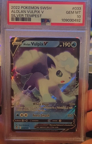 Pokémon Alolan Vulpix V 033/195 Silver Tempest Ultra Rare PSA 10 Holo
