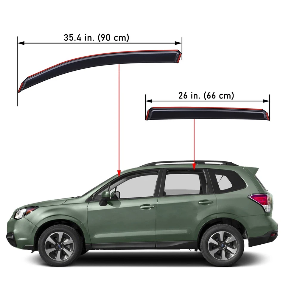 For 2014-2018 Subaru Forester In-Channel Inside Mount Rain Guards Window Visors - Image 2 of 4