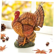 Glitzhome 10" H Figurines Thanksgiving Fall Handcraft Resin Thanksgiving Turkey