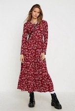 Free People Tiers Of Joy Maxi Dress Size XS Raspberry Floral Print Pink Ivory
