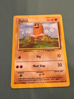 Diglett 47/102 Common Base Set Unlimited Pokemon Lightly Played