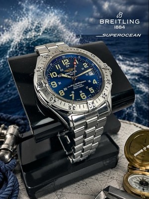Breitling Superocean A17040 Men's Automatic Watch 41mm Stainless Steel Blue Dial