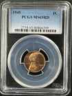 1945  1C RD Lincoln Wheat One Cent  PCGS MS65RD  80866399