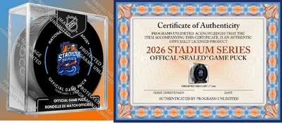 INGLASCO 2026 NHL STADIUM SERIES OFFICIAL GAME PUCK LIGHTNING VS. BRUINS PATCH IN STORE