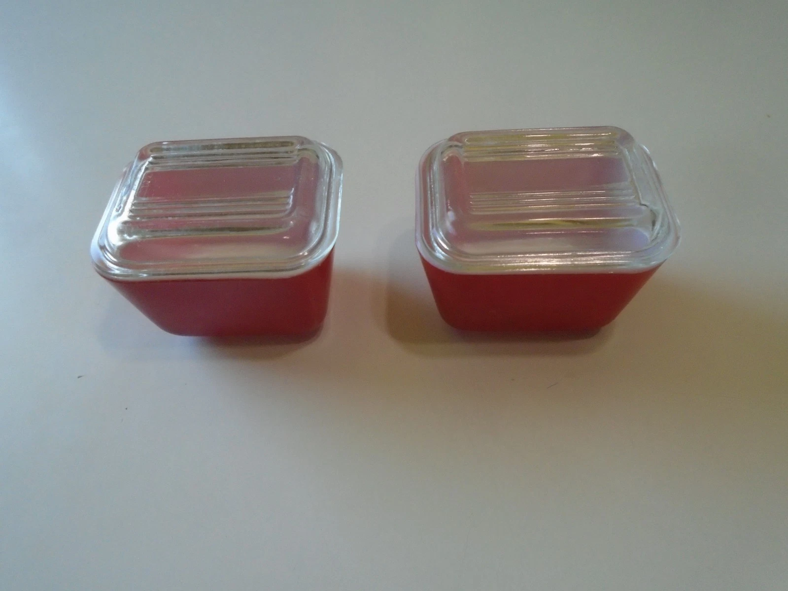 2 Vintage Pyrex Early American Butter Dish with Glass Lid USA MADE orange