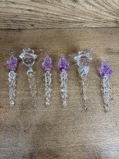 Clear And Purple Acrylic Icicle Christmas Ornament Snowman Top X6