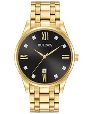 Bulova Men's Diamond Accent Gold-Tone Stainless Steel Bracelet Watch 40mm 97D108