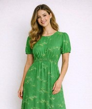 Faithfull The Brand Emilia Midi Green Floral Print Midi Dress Size 4 (Pre-owned)