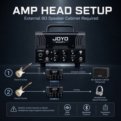 JOYO 20W Hybrid Tube Guitar Amplifier Mini Amp 2 Channel Footswitch ZOMBIE II