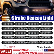 20X 6 LED Strobe Light Bar Car Truck Flashing Warning Hazard Beacon Amber White