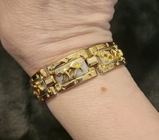 Silvertone And Goldtone Prowling Wild Cat Link Bracelet