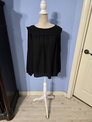 Loft Large Blouse Womens Black Long Sleeve