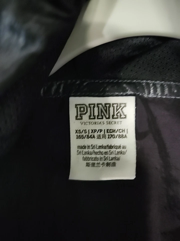 Chaqueta de bombardero ROSA Victoria's Secret para mujer DE GRAN TAMAÑO negra cortavientos con capucha-€ Foto 2 de 4