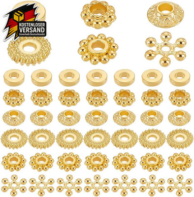 Metall-Abstandsperlen Set 300 Stück für Schmuckherstellung, gold, 6 Stile