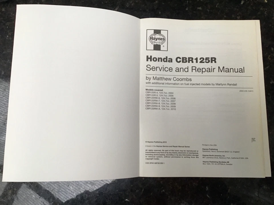 HONDA CBR125R 2004 to 2010  SERVICE REPAIR MANUAL BY HAYNES - Image 2 of 3