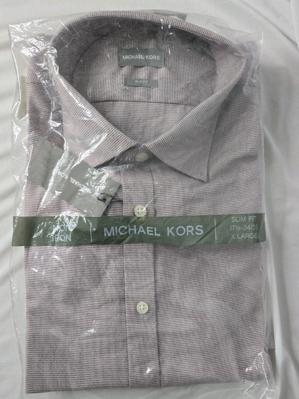Michael Kors Slim Fit 17 1/2-34/35 XL  Dress Shirt Purple Non Iron Free Shipping