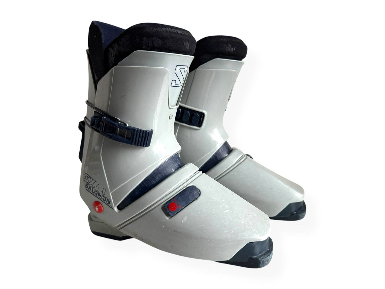 Scarponi da sci vintage Salomon SX61 uomo ingresso posteriore grigio 345 con custodia borsa