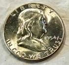 1954 Franklin Half Dollar MS #5402 90% Silver Nice Bell Lines