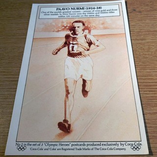 Paavo Nurmi 1924 28 Coca Cola Olympic Heros Postcard No2 in set of 3