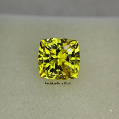 Precision Cut, Lab Yellow Sapphire: Cushion Cut Gemstone, Available Size 7 to 12